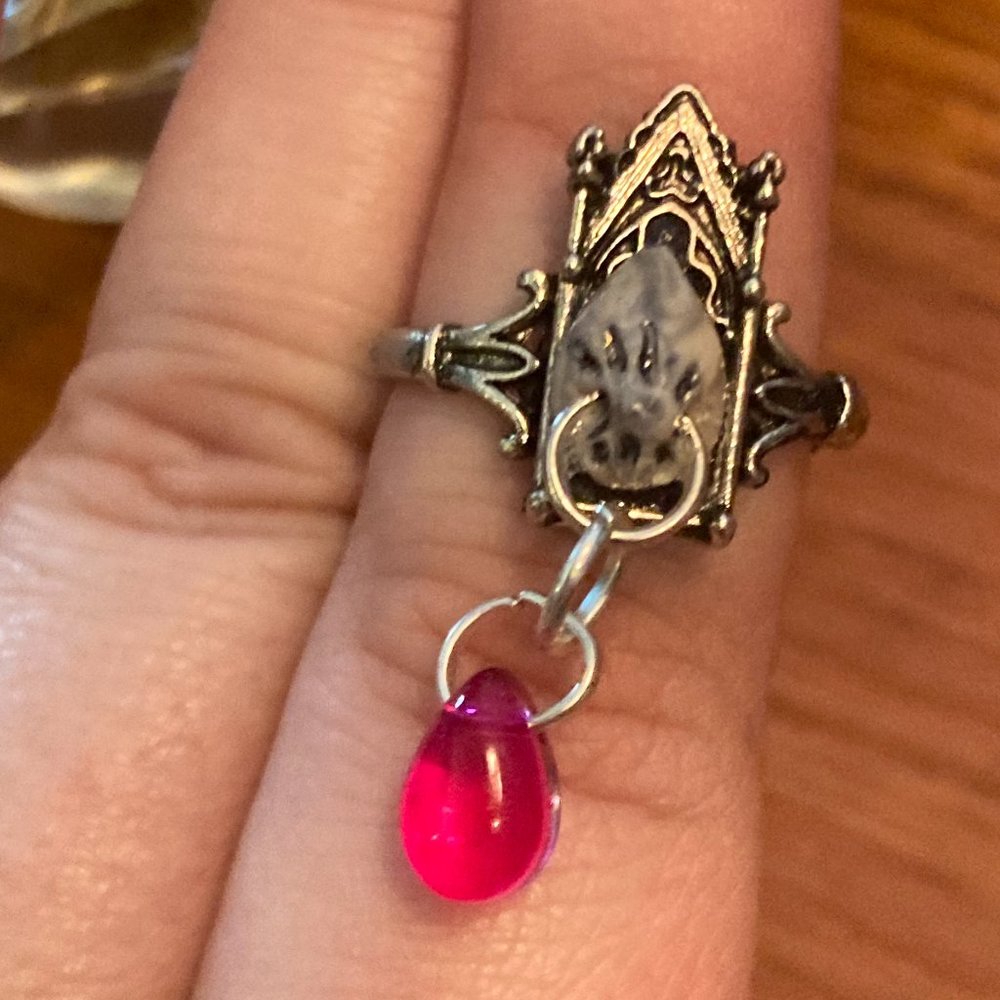 Cathedral Window Boob Ring with Pink Tear - Size 7